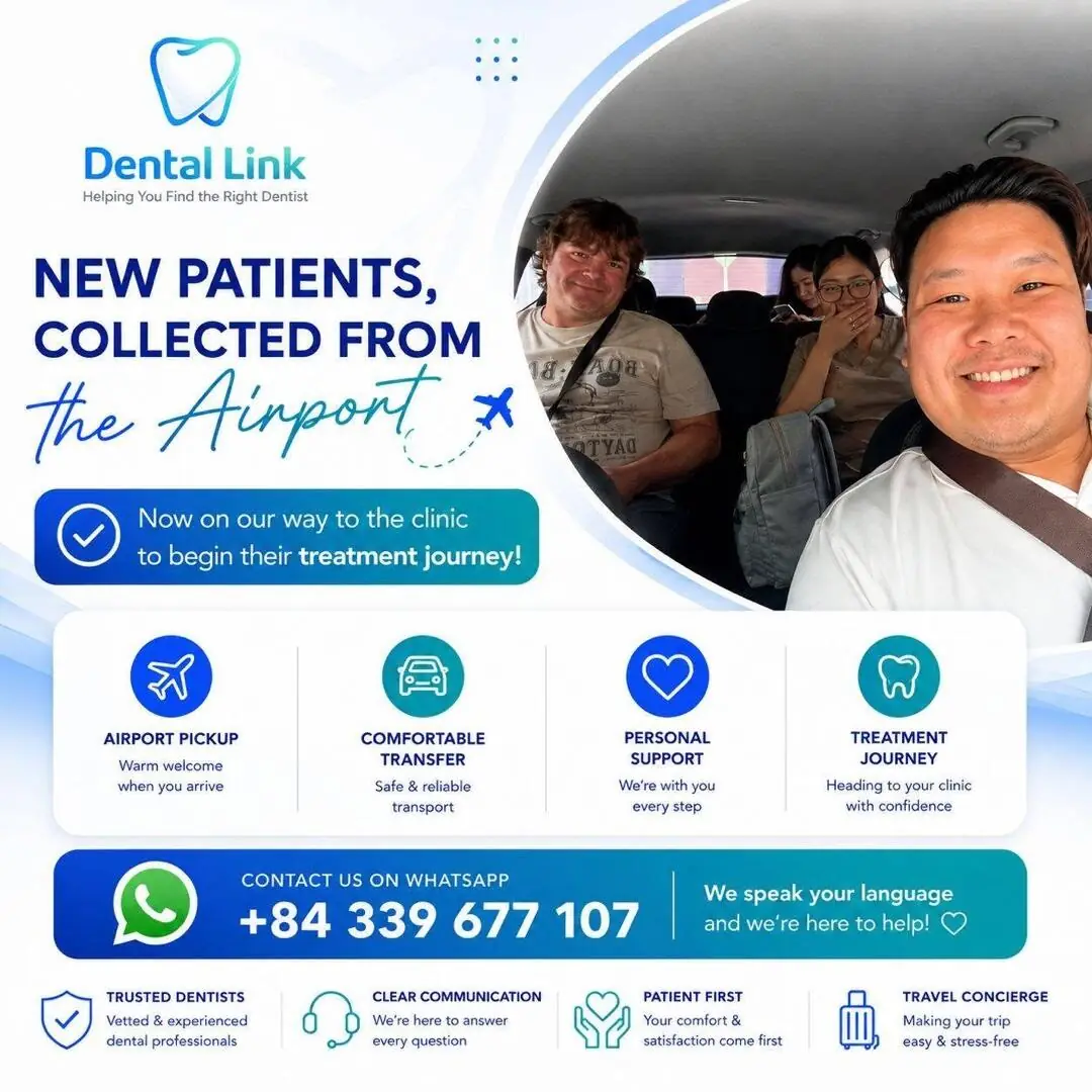 Dental Link card: new patients collected from the airport, on the way to the clinic