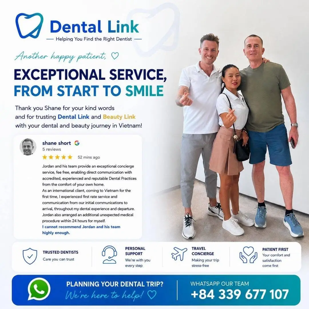 Dental Link card: Shane with Jordan and a team member